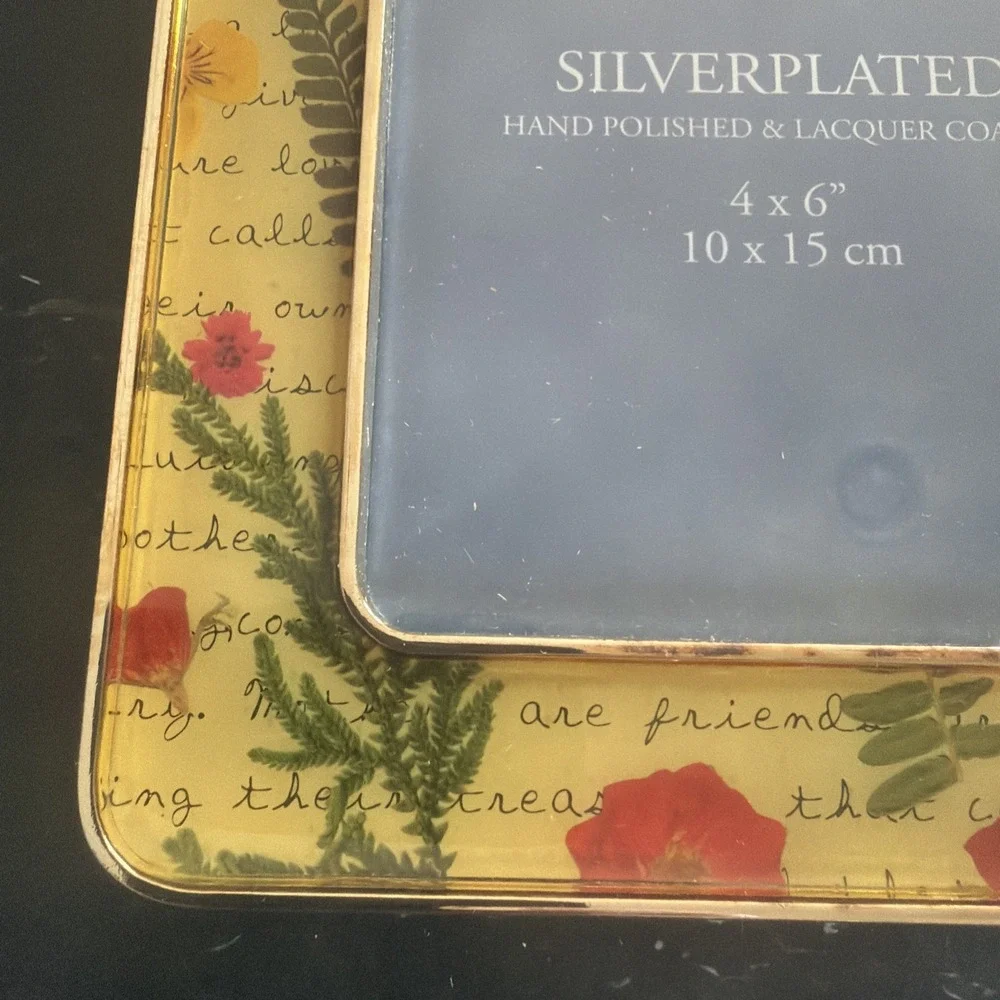 Elegance Silver Plated Zinc 4x6 Picture Frame Yellow Floral Mothers Gift